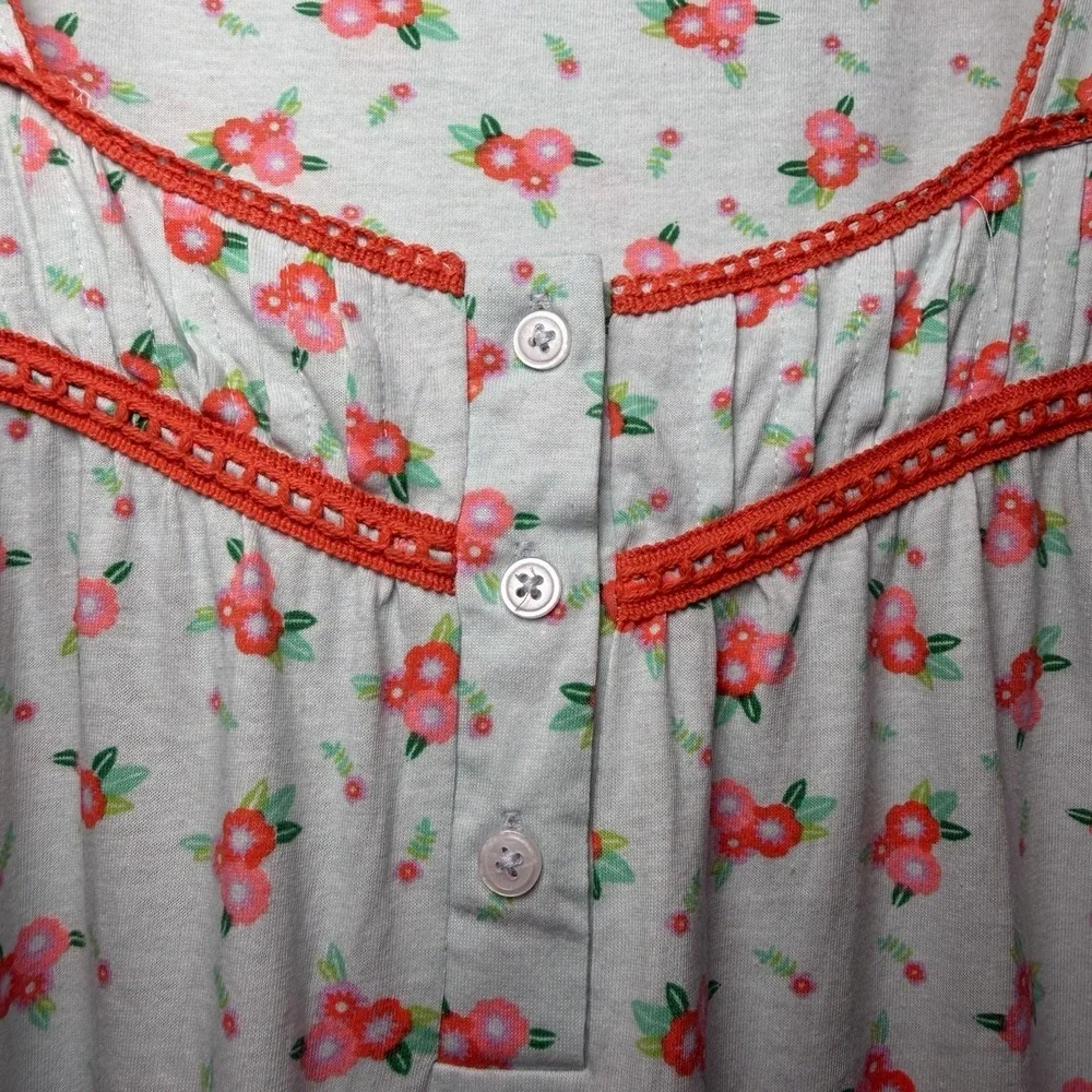 Dream Crest Womens Floral Nightgown 1X 100% Cotton Cottagecore Lounge‎ Cozy